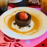 Lava Cake W/ 3 Scoops Vanilla Ice Cream.