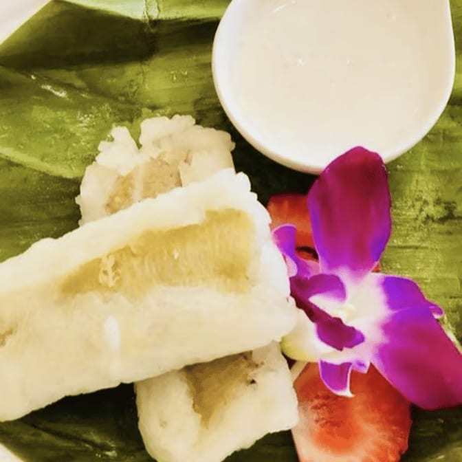 Sticky Rice Coconut Banana Cake.