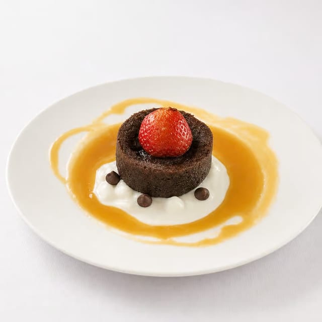 Lava Cake W/ 3 Scoops Vanilla Ice Cream.