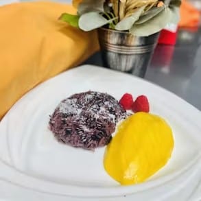 Purple Mango Coconut Sticky Rice.