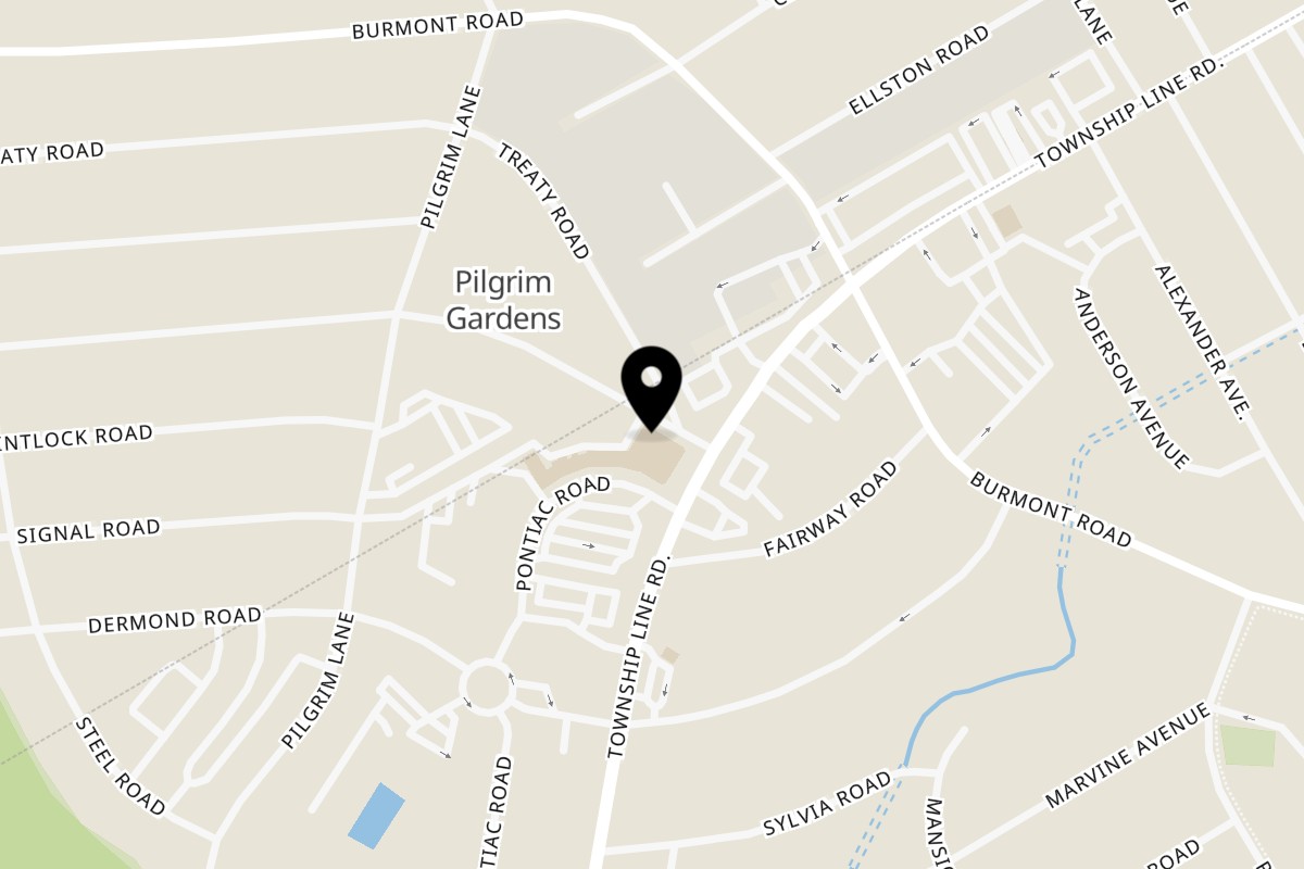 Map showing the location of Thai Aroy Dee on 1006 Warrior Rd in Drexel Hill